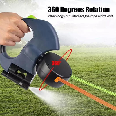 Dual Pet Leash (Retractable Reflective Lead w/360 Swivel)