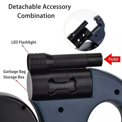 Dual Pet Leash (Retractable Reflective Lead w/360 Swivel)