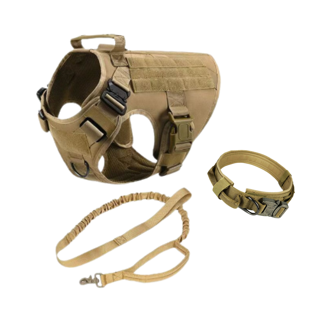 Dog Tactical Harness, Collar, and Leash Gear (Complete Set)