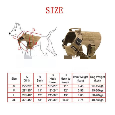 Dog Tactical Harness, Collar, and Leash Gear (Complete Set)